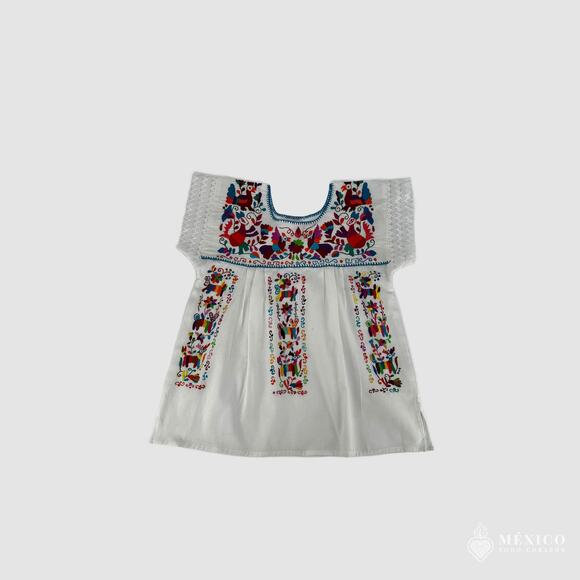 Mexican Embroidered Blouse – Handmade Otomi Floral & Animals Design Large - Picture 3 of 8